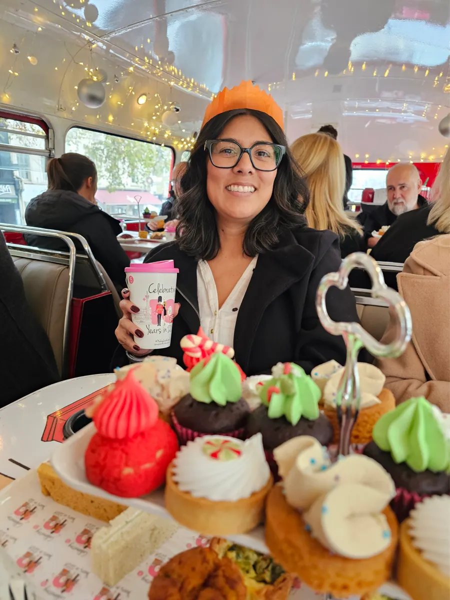 Enjoying-an-afternoon-holiday-tea-on-a-double-decker-bus-in-London